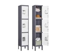 Sightlife Casier en métal à 3 Portes Casiers de Fermeture en métal Vestiaire Métallique Armoire de Rangement en Acier Armoire Utilitaire pour Bureau Salon
