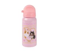 Sigikid Gourde en acier inoxydable Pony Love - Anti-fuite - Sans BPA - Robuste et légère - Bouchon à vis démontable - Facile à nettoyer - Pour enfants de 3 à 8 ans - Chevaux roses - 400 ml