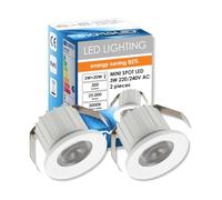 Sigmaled Lighting, 2x Mini Spot LED Encastrable 3W Dimmable 3000K Blanc Chaud, Rond Aluminium, Ø35x25mm Trou 30mm Faisceau 30°, Plafond Meuble Escalier, 220-240V Direct, 1 boite de 2 pcs