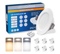 SIGMALED LIGHTING, 6 Spots LED Encastrables 4W 360 lm, 3 Couleurs 3000K 4000K 6000K, IP44 Salle de Bain, Spot Plafond Placo, Intérieur & Extérieur couvert, Ultra Plats, Découpe Ø70-80 mm, 220-240V