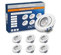 Sigmaled lighting, 6 Spots LED Encastrables, 5W dimmable, 450 lm, lumière chaude 3000K, SPOT LED de Plafond Orientable, Extra Plat, Gradable, cuisine, salon, intérieur, 220V 230V, trou Ø 70-80 mm