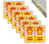 Sign Here Lot de 300 onglets autocollants pour documents, cahiers, notarisation, classement, fichier, 2,5 cm, jaune translucide, petit message, flèche, marque-page autocollant, fournitures pour bureau
