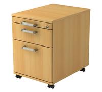 SIGNA AC20 CE - Caisson bureau sur roulettes Hêtre poignée chrome métal