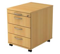 SIGNA AC30 BM - Caisson bureau sur roulettes Hêtre poignée arche métal