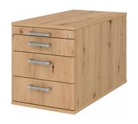 SIGNA TC30 CE - Caisson bureau sur roulettes Chênes Noueux poignée chrome métal
