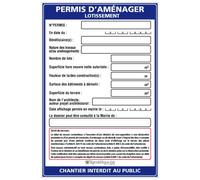 Signalétique.biz France, Affichage Permis d'Aménager Lotissement, Marqueur BIC permanent fournis, Plastique rigide Akilux, Dimensions 80 x 120 cm (800 x 1200 mm), Protection anti UV