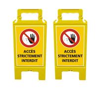 Signalétique.biz France - CHEVALET ACCÈS STRICTEMENT INTERDIT. CHEVALET JAUNE PLIABLE. CHEVALET SIGNALISATION PLIABLE. PANNEAU SIGNALISATION SUR PIEDS. À L’UNITÉ OU LOT 2-60 CM X 30 CM.