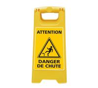 Signalétique.biz France - CHEVALET ATTENTION DANGER DE CHUTE. CHEVALET JAUNE PLIABLE. CHEVALET SIGNALISATION PLIABLE. PANNEAU SIGNALISATION SUR PIEDS. À L’UNITÉ OU LOT 2-60 CM X 30 CM.
