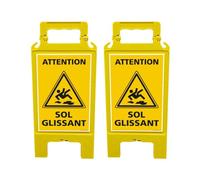 Signalétique.biz France - CHEVALET ATTENTION SOL GLISSANT. CHEVALET JAUNE PLIABLE. CHEVALET SIGNALISATION PLIABLE. PANNEAU SIGNALISATION SUR PIEDS. À L’UNITÉ OU LOT 2-60 CM X 30 CM.