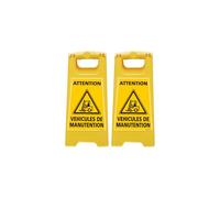 Signalétique.biz France - CHEVALET ATTENTION VÉHICULES DE MANUTENTION. CHEVALET JAUNE PLIABLE. CHEVALET SIGNALISATION PLIABLE. PANNEAU SIGNALISATION SUR PIEDS. À L’UNITÉ OU LOT 2-60 CM X 30 CM.