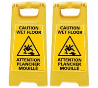 Signalétique.biz France, Lot de 2 Chevalet de signalisation, Attention Plancher Mouillé, Dimensions 60 x 30 cm (600 x 300 mm)