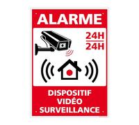Signalétique.biz France - Panneau Alarme, Dispositif Vidéo Surveillance Alu 2 Mm - 210 X 300 Mm Signalisation Rectangulaire Prépercée Avec Kit De Fixation Fabrication Française