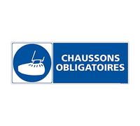 Signalétique.biz France - Panneau Chaussons Obligatoires Signalisation EPI 210 x 75 mm Adhesif