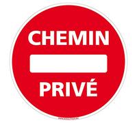 Signalétique.biz France - Panneau de Signalisation Alu. Panneau Interdiction. Panneau Parking, Panneau d'information Aluminium 2 mm - Diamètre 125 mm - Chemin privé