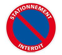 Signalétique.biz France - Panneau de Signalisation en Aluminium - Interdiction de Stationnement - Information Parking - 350 mm de Diamètre