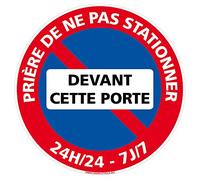 Signalétique.biz France - Panneau de Signalisation en Aluminium - Interdiction et Parking, Information 2 mm - Diamètre 125 mm - Prière de ne pas Stationner Devant Cette Porte