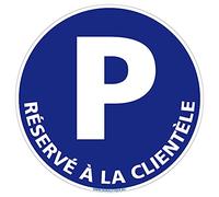 Signalétique.biz France - Panneau de signalisation Interdiction, Parking et information en Adhésif souple - Diamètre : 125 mm - Parking réservé à la clientèle