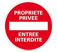 Signalétique.biz France - Panneau de signalisation Interdiction, Parking et information en Adhésif souple - Diamètre : 170 mm - Propriété privée entrée interdite