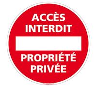 Signalétique.biz France - Panneau de signalisation Interdiction, Parking et information en Adhésif souple - Diamètre : 125 mm - Accès interdit propriété privée