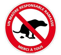 Signalétique.biz France - Panneau de signalisation PVC 1 mm. Panneau Interdiction, Parking et information en PVC rigide - Diamètre : 170 mm - Un maitre responsable ramasse merci à tous