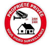 Signalétique.biz France - Panneau de signalisation PVC 1 mm. Panneau Interdiction, Parking et information en PVC rigide - Diamètre : 300 mm - Propriété privée sous vidéosurveillance