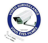 Signalétique.biz France - Panneau de signalisation rétro réfléchissant rond prépercé PVC ou ALU diam 250mm ou 300mm + Kit de fixation pour pose facile, rapide - Vidéo-surveillance vous êtes filmés -