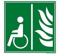 Signalétique.biz France - Panneau Espace d'Attente Sécurisé PMR - Évacuation et Secours - 450 x 450 mm - Aluminium 2 mm