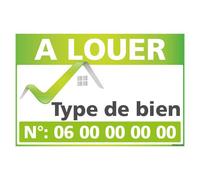 Signalétique.biz France, Panneau Immobilier Personnalisable à Louer avec Oeillets aux 4 Coins, Vert, Plastique Rigide Akilux 3,5mm, Dimensions 60 x 40 cm (600 x 400 mm), Protection anti UV