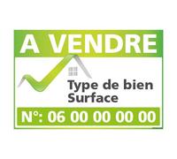 Signalétique.biz France, Panneau Immobilier Personnalisable à Vendre, Vert, Plastique rigide Akilux 3,5mm, Dimensions 60 x 40 cm (600 x 400 mm), Protection anti UV