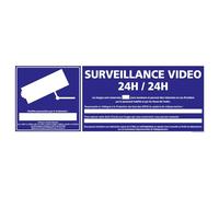 Signalétique.biz France - Panneau Information Surveillance Vidéo 24 h/24. G0325. Signalisation Information Sécurité personnalisable - 980 x 350 mm - Adhésif