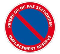 Signalétique.biz France - Panneau Interdiction. Panneau Parking, Panneau d'information Aluminium 2 mm - Diamètre 170 mm - Prière de ne pas stationner emplacement réservé