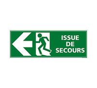 Signalétique.biz France - Panneau Issue de Secours Fleche Gauche Adhesif, Format 980 x 350 mm