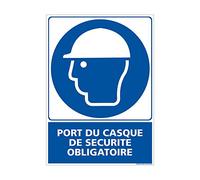 Signalétique.biz France - Panneau Obligation Port du Casque de Securite ISO 7010-150 x 210 mm - PVC 1,5 mm