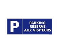 Signalétique.biz France - Panneau Parking Réservé Visiteurs. Signalisation Stationnement Visiteurs. Sticker Parking Visiteurs, Panneau PVC, Alu - 210 x 75 mm - Plastique PVC 1,5 mm