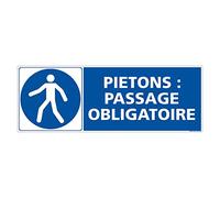 Signalétique.biz France - Panneau Passage Pietons Obligatoire 210 x 75 mm Aluminium 2 mm