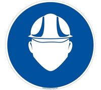 Signalétique.biz France -Panneau Port du Casque de Protection - Diamètre 125 mm - Aluminium 2 mm