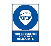 Signalétique.biz France - Panneau Port Lunettes Etanches Obligatoire EPI 210 x 300 mm Aluminium