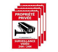 Signalétique.biz France - Panneau Propriété Privée Surveillance Vidéo 24h/24. G1533. Sticker, panneau PVC ou Aluminium. Vidéosurveillance - 75 x 105 mm - Adhésif