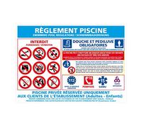 Signaletique.biz France Panneau Reglement Piscine Aluminium 2 mm 600 x 420 mm Resistant aux Intemperies