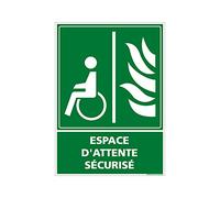 Signalétique.biz France - Panneau Secours Autocollant Salle Attente Sécurisée, Plastique PVC, Alu - 150 x 210 mm