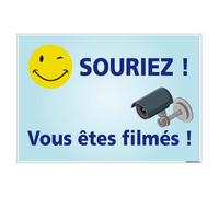 Signalétique.biz France - Panneau Souriez Vous Êtes Filmés - Panneau Vidéosurveillance - Caméra de Surveillance - 150 x 210 mm (15 x 21 cm) - Adhésif