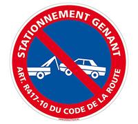 Signalétique.biz France - Panneau Stationnement GÍnant Art. R37-1 du Code de la Route - Diamètre 450 mm - PVC 1,5 mm - Interdiction de Stationner