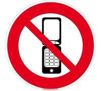 Signalétique.biz France - Panneau Téléphone Interdit. Signalisation Interdiction Téléphone. Sticker Interdiction de Téléphoner, Panneau PVC, Alu - Diamètre 125 mm - Adhésif