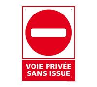 Signalétique.biz France - Panneau Voie Privée Sans Issue Pvc 1 Mm - 150 X 210 Mm Signalisation Rectangulaire Prépercée Avec Kit De Fixation Fabrication Française