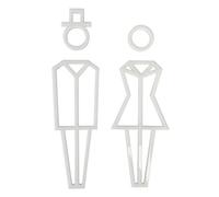 Signalétique.biz France - Pictogrammes WC hommes femmes Origami - Lot de 2 plaques relief - Plexi blanc