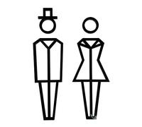 Signalétique.biz France - Pictogrammes WC hommes femmes Origami - Lot de 2 plaques relief - Plexi noir