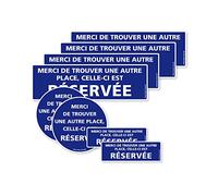 Signalétique.biz France - Planche de 8 Panneaux Autocollants Place de stationnement réservée - Autocollants dissuasifs pour stationnement Interdit à Coller sur Les vitres de Voiture. Mélange de 8