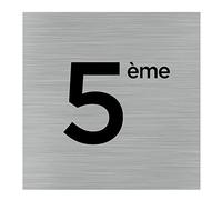 Signalétique.biz France - plaque de porte 5ème étage (Q1070) - 150 x 150 mm - Adhésif aspect aluminium brossé