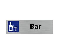 Signalétique.biz France - Plaque de porte BAR (Q0276) - 170 X 50 mm - Adhésif aspect aluminium brossé