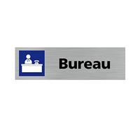 Signalétique.biz France - Plaque de porte BUREAU (Q0259) - 170 X 50 mm - Plaque aluminium brossé de 2mm